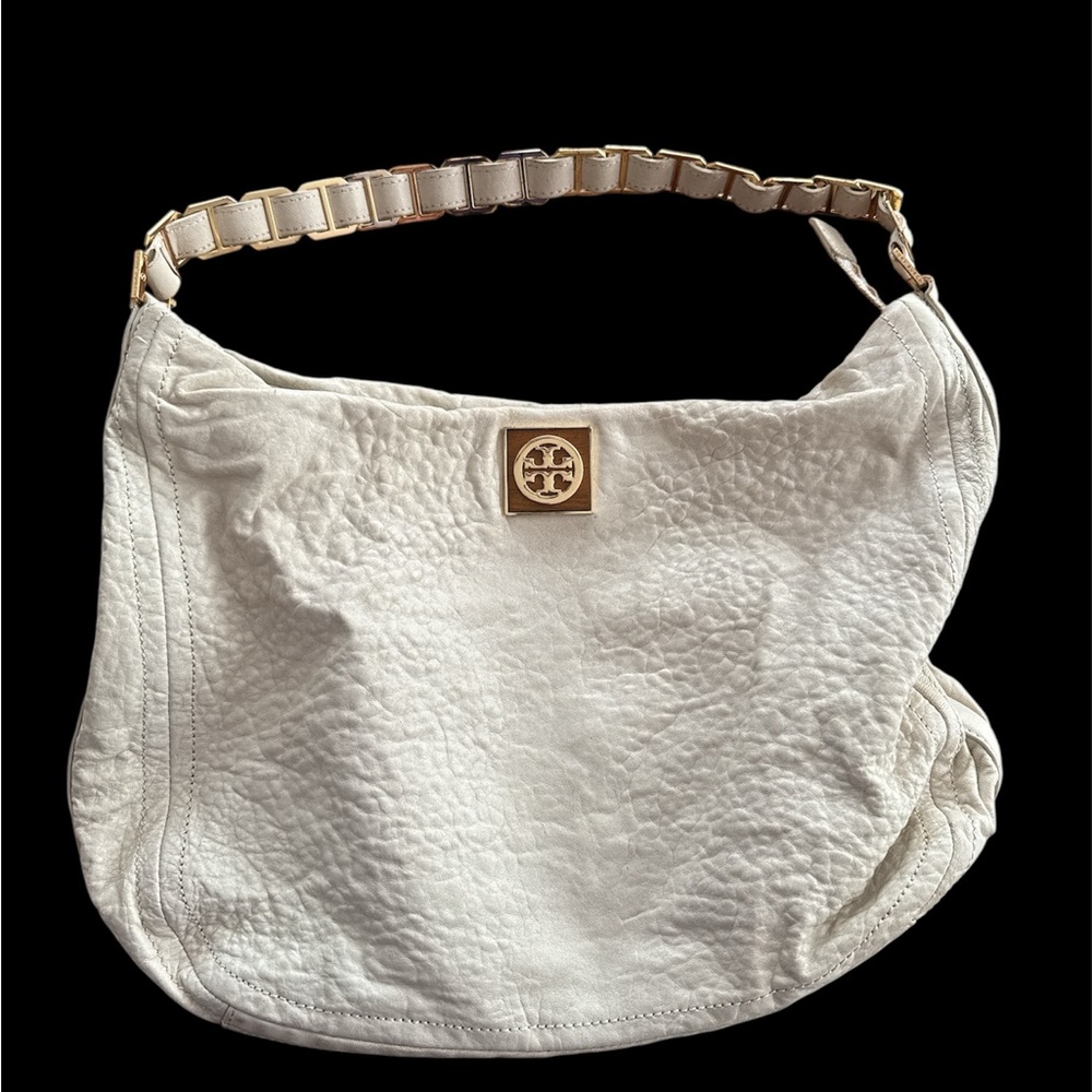 Tory Burch White Leather Shoulder Bag with Flaws